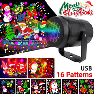 16 Patterns LED Christmas Projector Lamp 360° Rotatable Party Christmas Decoration Lamp Indoor Outdoor Lighting Snow Spotlight - stylishhomedecor2024.com