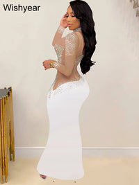 WishYear Rhinestone Mesh Mermaid Dress
