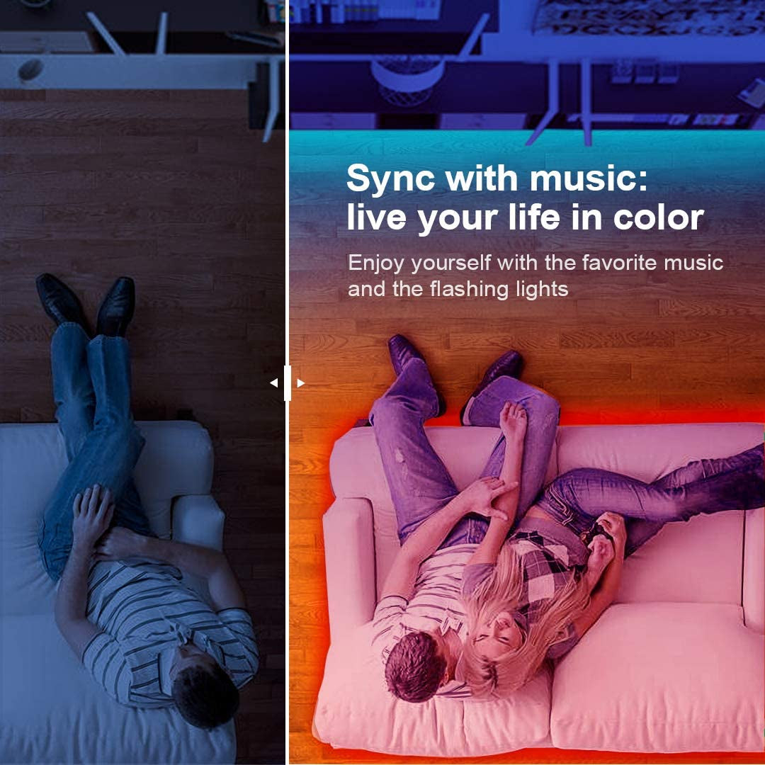 50 FT Long LED Strip Lights, Bluetooth LED Lights for Bedroom, Color Changing Light Strip with Music Sync, Smart Lights Controlled via Phone APP and IR Remote. - stylishhomedecor2024.com