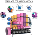 Dumbbells Rack Yoga Mat Storage Cart Multifunctional Removable Storage Rack for Kettlebells and Strength Training Fitness Equipment,Home Gym Organizer Storage for Home Exercise Equipment - stylishhomedecor2024.com