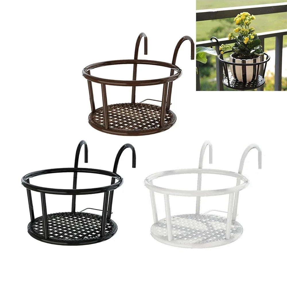 European Style Balcony Iron Flower Stand Outdoor Hanging Potted Plant Flower Pot Rack Window Hanging Suspension Rack Basket