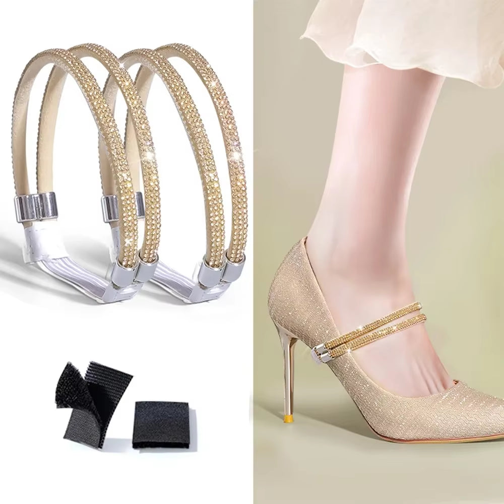 Anti-Skid Rhinestone High Heel Straps – 2-Piece Elastic Fixing Belts - stylishhomedecor2024.com