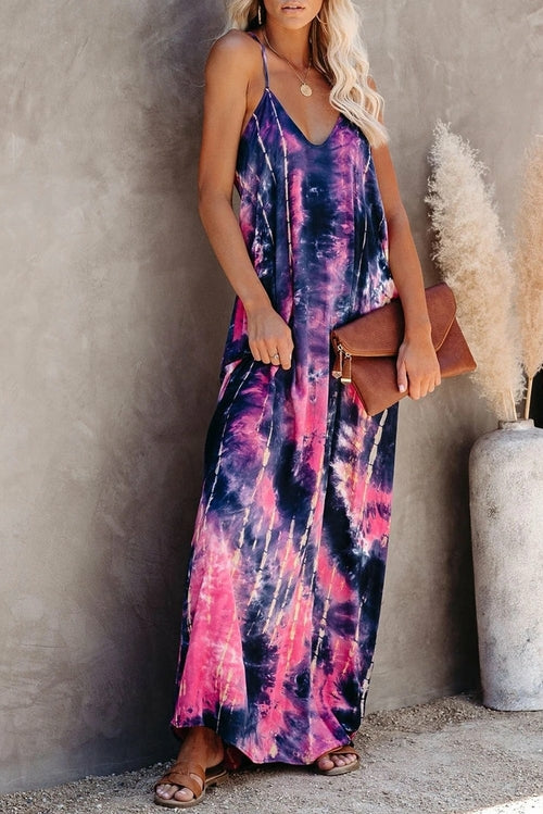 Tie-dye Drape Maxi Dress