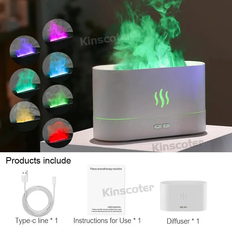 Aroma Diffuser Air Humidifier Ultrasonic Cool Mist Maker Fogger Led Essential Oil Flame Lamp Difusor - stylishhomedecor2024.com