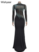WishYear Rhinestone Mesh Mermaid Dress