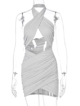 Sexy Cross Bandage Wrap Chest Front Hollow Out Slim Bodycon Dress Women Sleeveless Backless Mini Dress Club Party Vestidos