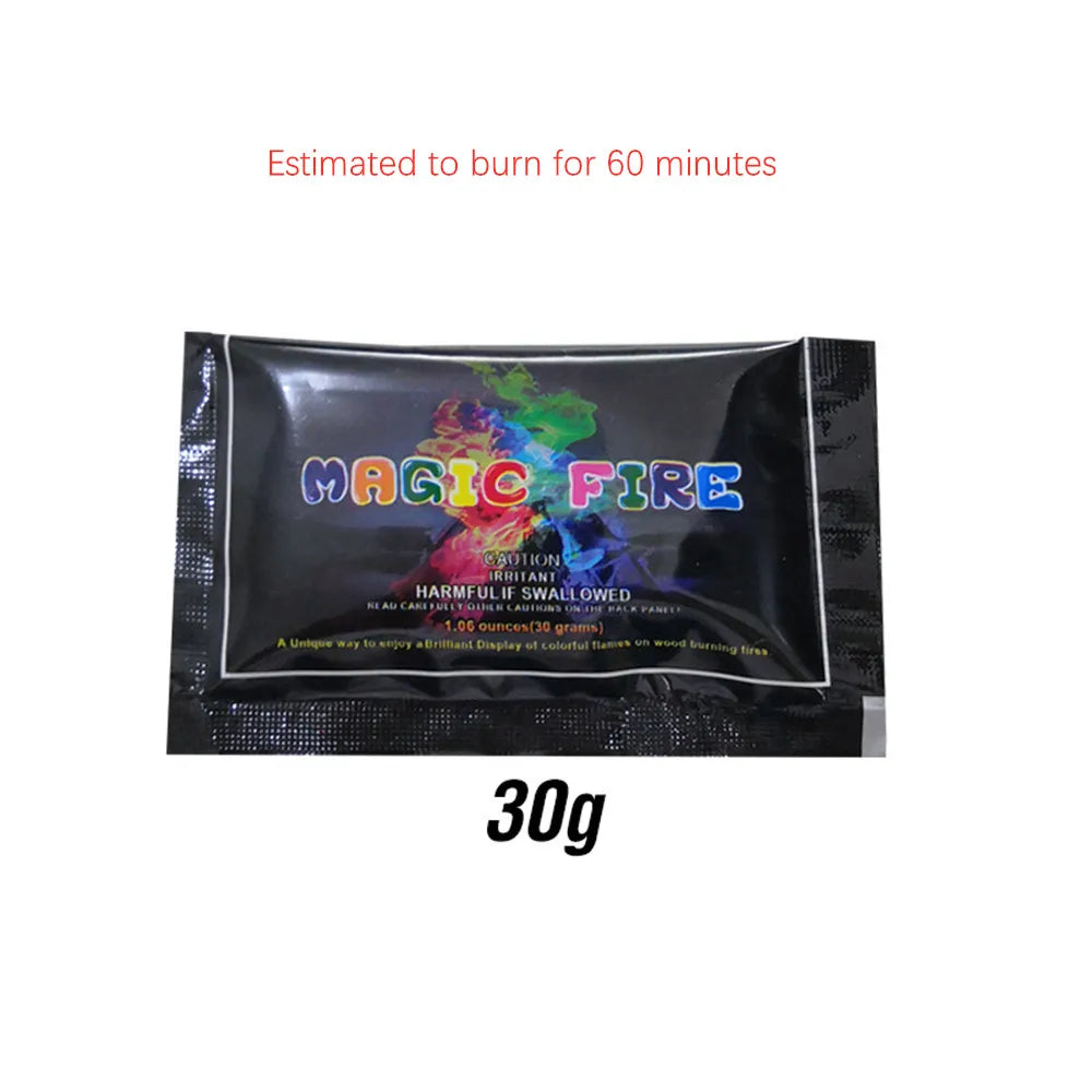 Mystical Fire Magic Tricks Color Flames Powder Bonfire Sachets Fireplace Pit Patio Toy Magician Pyrotechnics Party Glowing Props