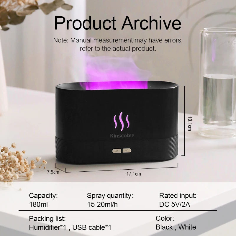 Aroma Diffuser Air Humidifier Ultrasonic Cool Mist Maker Fogger Led Essential Oil Flame Lamp Difusor - stylishhomedecor2024.com