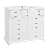 36" Bathroom Vanity with Ceramic Sink - Solid Wood