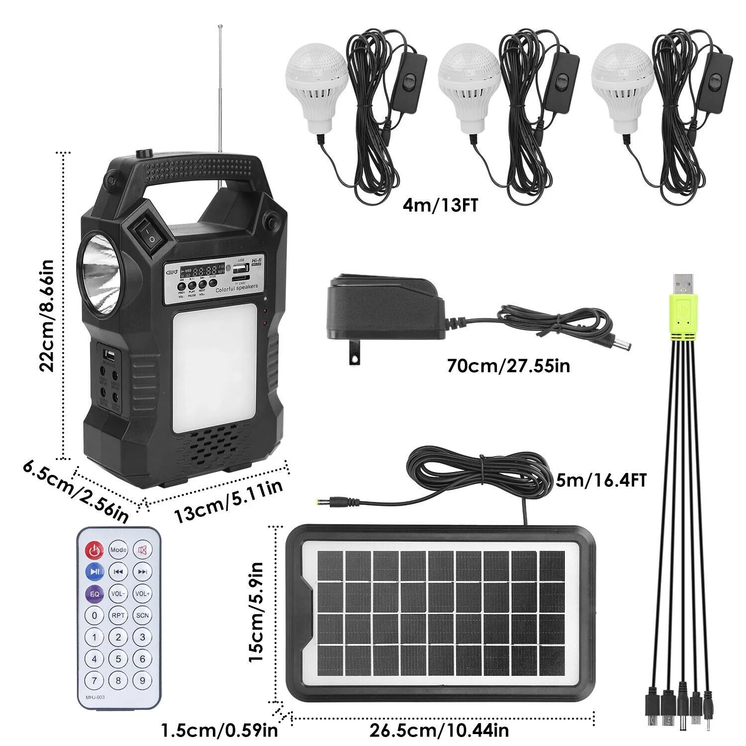 Solar Generator Portable Power Station with Solar Panel, 8000Mah Battery 3 LED Bulbs Flashlights Fm Radio for Home Outdoors Camping Travel Emergency - stylishhomedecor2024.com