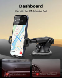 Apps2Car Universal Suction Cup Phone Mount for Windshield and Dashboard, Compatible with iPhone, Samsung, and All Cell Phones, Featuring Sticky Gel Pad