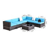Outsunny 7 Piece Rattan Sofa Set Outdoor Furniture Patio Set