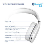 Foldable Wireless Bluetooth Over-Ear Headphones – Built-In Mic, White - stylishhomedecor2024.com