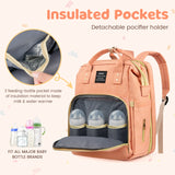 Diaper Bag Backpack, Multifunctional Baby Diaper Bags with Changing Station &Foldable Crib, Large Baby Bag for 0-6 Mouth Boys Girls W/ USB Charging Port&Stroller Strap, Mom Gifts Baby Essentials(Pink) - stylishhomedecor2024.com