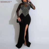 Pearl Party Dress Female Diamond Sheer Mesh - stylishhomedecor2024.com