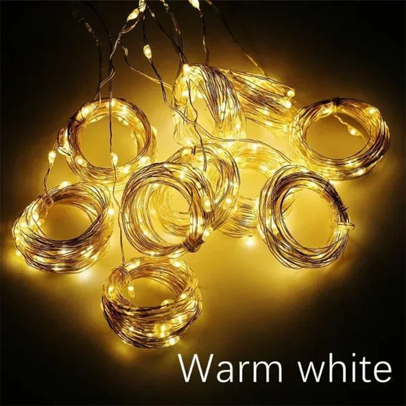 3M LED Curtain String Lights Fairy Decoration USB Holiday Garland Lamp 8 Mode for Home Garden Christmas Party New Year Wedding - stylishhomedecor2024.com