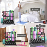 Dumbbells Rack Yoga Mat Storage Cart Multifunctional Removable Storage Rack for Kettlebells and Strength Training Fitness Equipment,Home Gym Organizer Storage for Home Exercise Equipment - stylishhomedecor2024.com