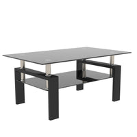Rectangle Black Glass Coffee Table, Clear Coffee Table,Modern Side
