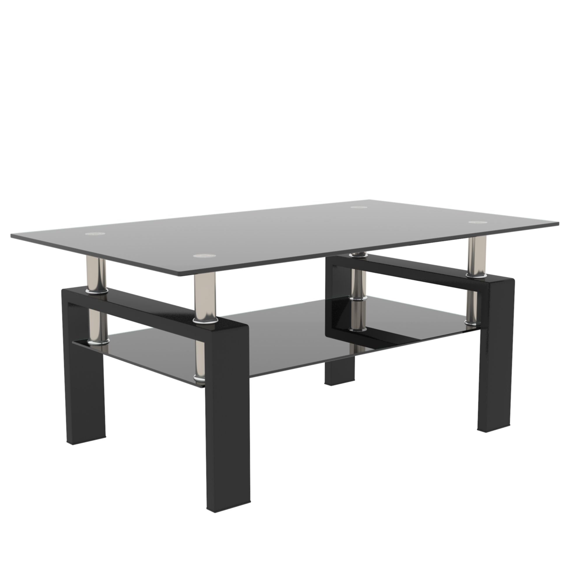 Rectangle Black Glass Coffee Table, Clear Coffee Table,Modern Side
