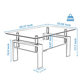 Rectangle Black Glass Coffee Table, Clear Coffee Table,Modern Side