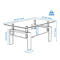 Rectangle Black Glass Coffee Table, Clear Coffee Table,Modern Side