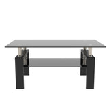 Rectangle Black Glass Coffee Table, Clear Coffee Table,Modern Side