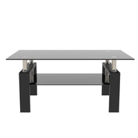Rectangle Black Glass Coffee Table, Clear Coffee Table,Modern Side