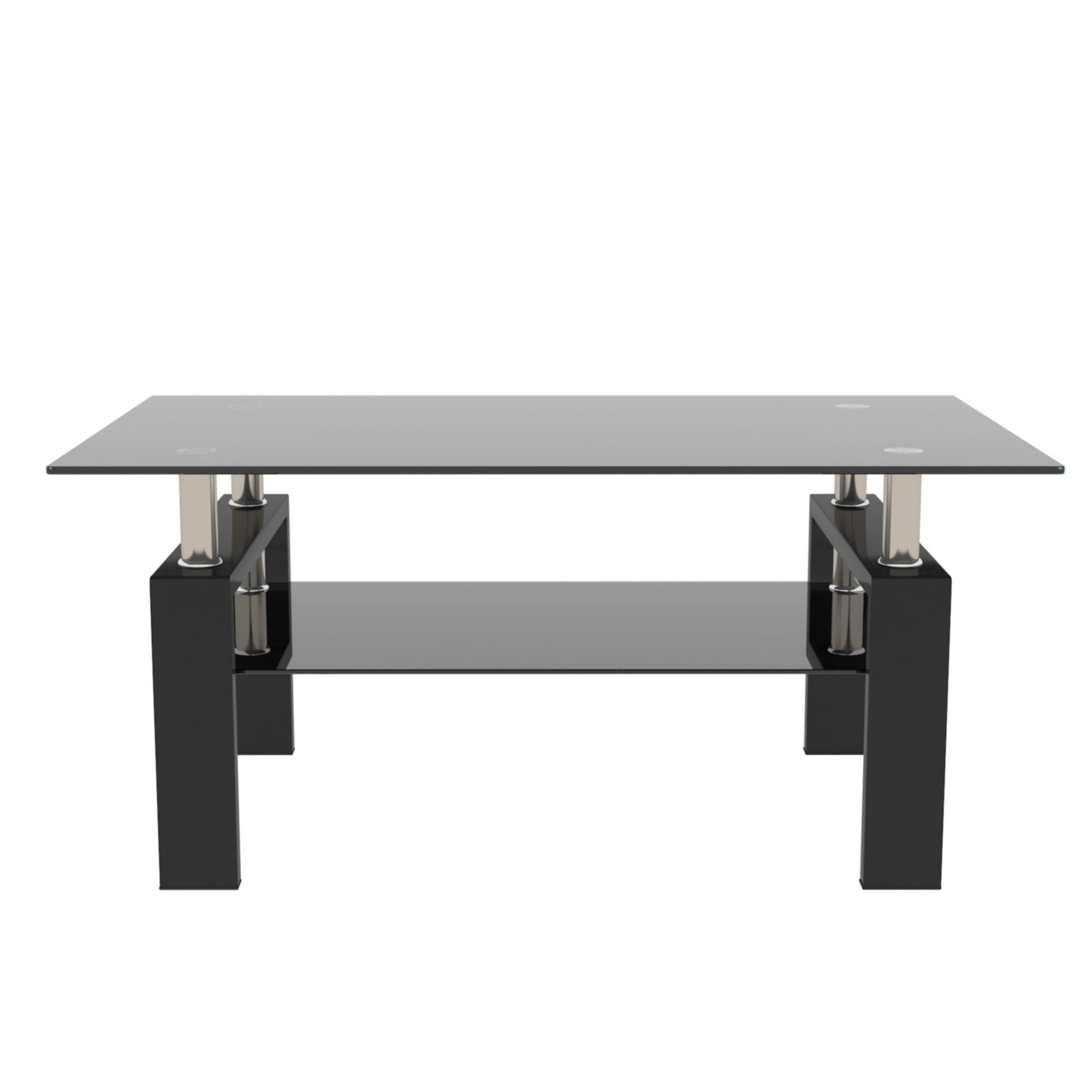 Rectangle Black Glass Coffee Table, Clear Coffee Table,Modern Side