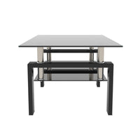 Rectangle Black Glass Coffee Table, Clear Coffee Table,Modern Side