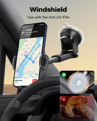 Apps2Car Universal Suction Cup Phone Mount for Windshield and Dashboard, Compatible with iPhone, Samsung, and All Cell Phones, Featuring Sticky Gel Pad
