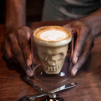 Skull Cup Double-Layered Transparent Skull Head Coffee Mug Crystal Glass Cup for Home Bar Club Whiskey Wine Vodka and Beer Wine