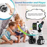 Rechargeable RC Robot Toy for Kids - Interactive Intelligent LED Light, Speaks, Dances, Built-In Coin Bank (White) - stylishhomedecor2024.com