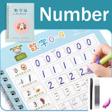 Reusable Children 3D Copybook for Calligraphy Numbers 0-10 Handwriting Copybooks Learning Math Writing Practice Book for Kids