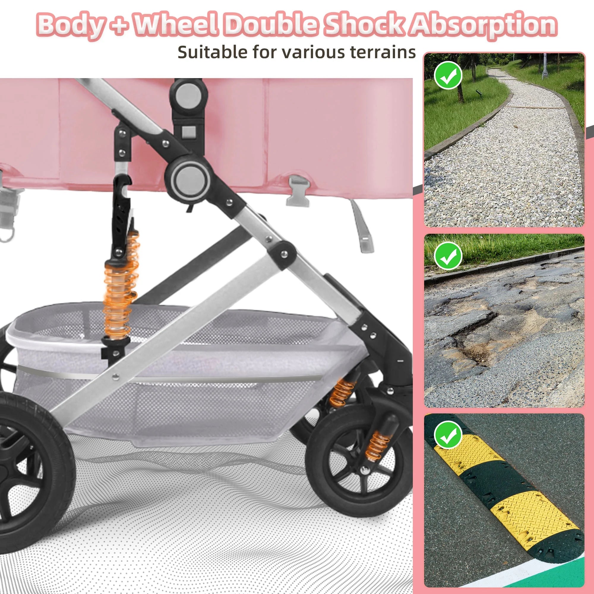 Foldable Baby Stroller with Reversible Bassinet - stylishhomedecor2024.com
