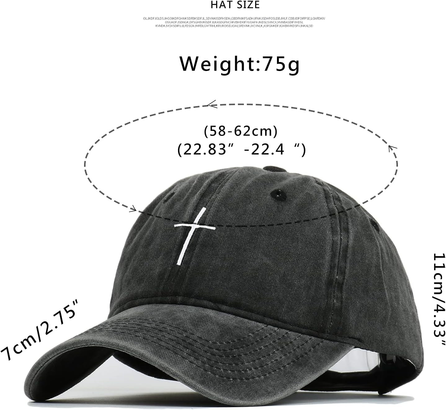 Cross Embroidery Baseball Cap,Adjustable Structured Dad Hat for Men Women Sun Hat - stylishhomedecor2024.com