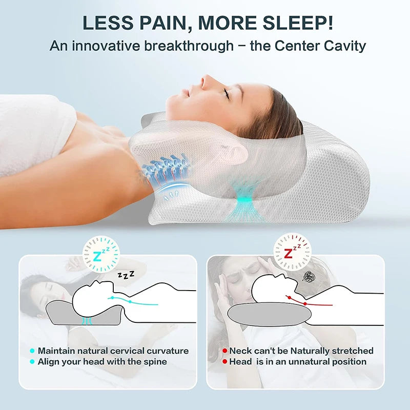 Back sleeper ergonomic memory foam pillow