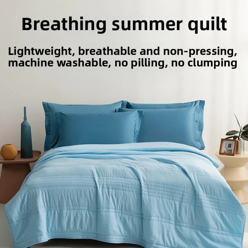 Summer Air Condition Quilt Cooling Blanket Soft Breathable Quilts Lightweight Blanket Solid Color Washable Nap Blanket 여름이불