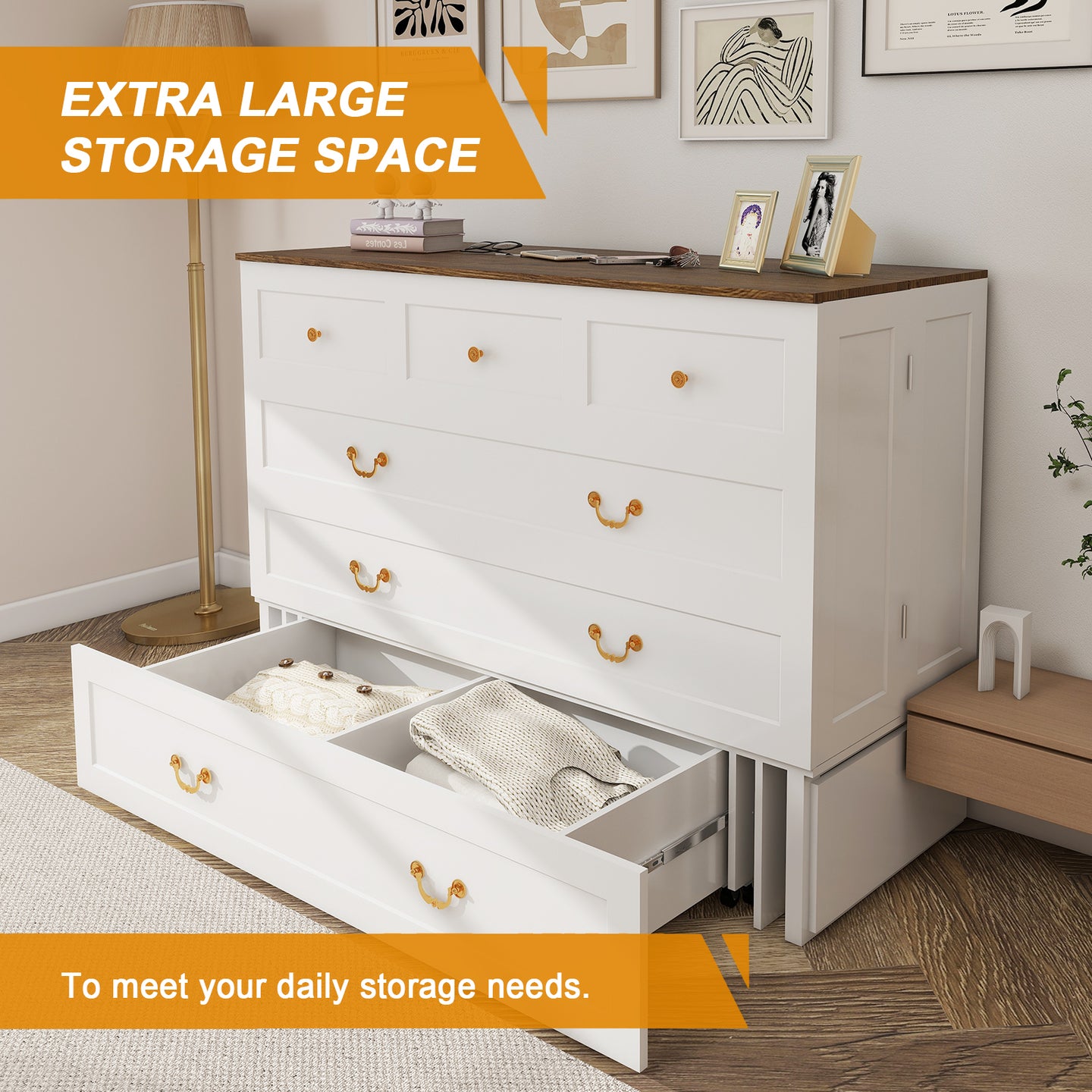 Foldable chest bed with drawers