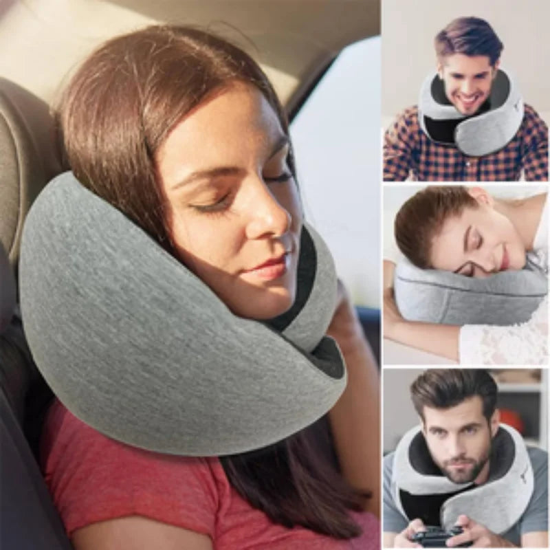 Memory foam travel pillow for neck support