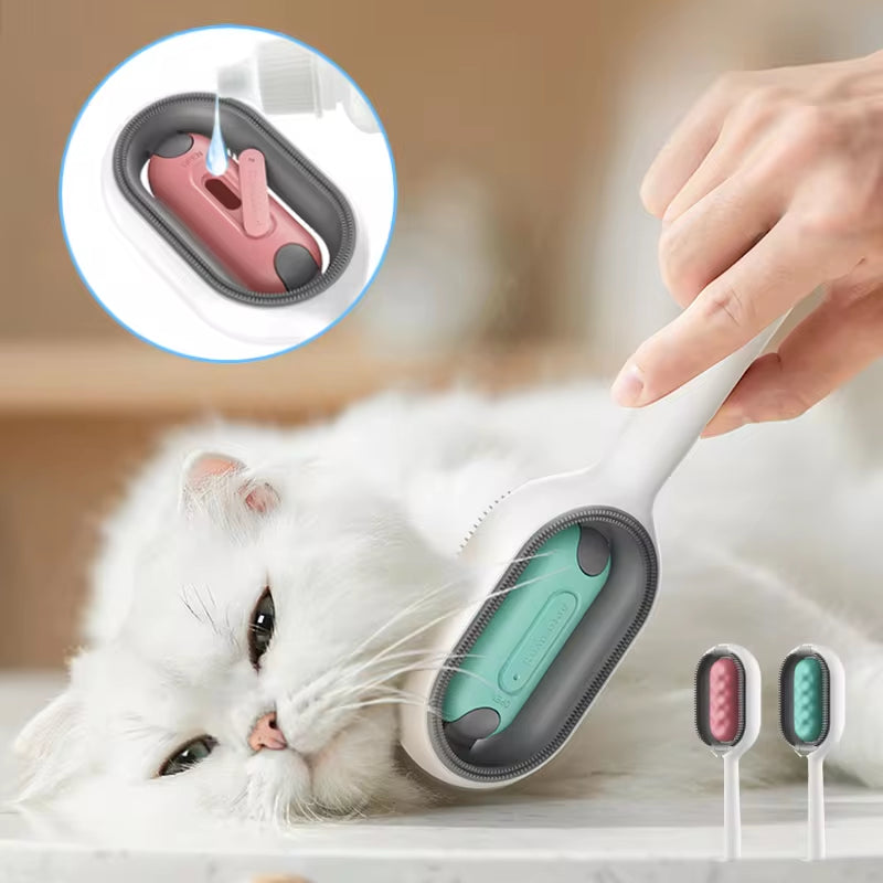 Pet brush with cleaning, massage, and hair removal functions