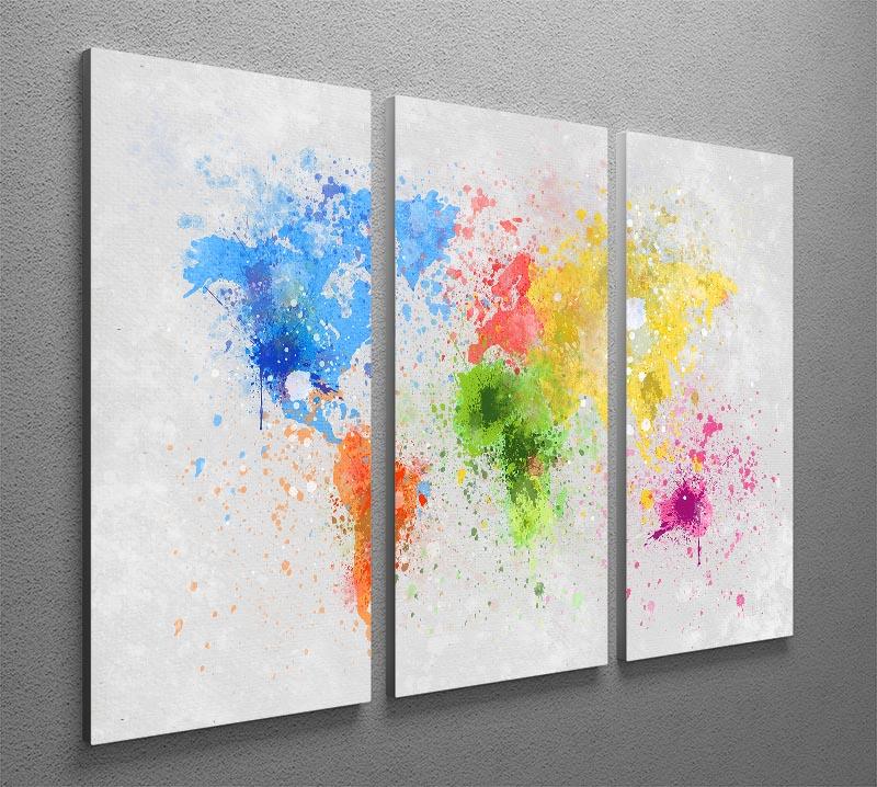 world map painting 3 Split Panel Canvas Print - stylishhomedecor2024.com