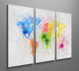 world map painting 3 Split Panel Canvas Print - stylishhomedecor2024.com