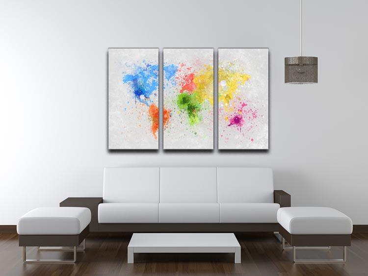 world map painting 3 Split Panel Canvas Print - stylishhomedecor2024.com